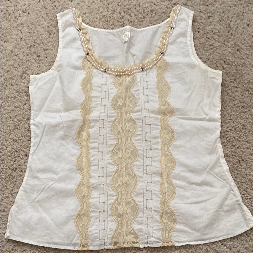 Future Paradise Embellished Cotton Tank Top. Size 6.